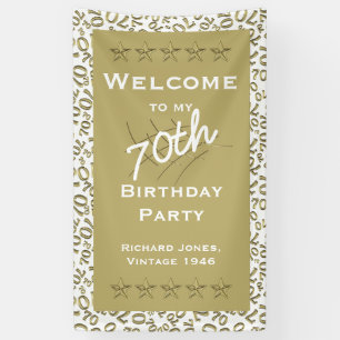 Personalize: Welcome 70th Birthday Party White Banner