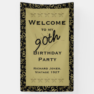 Personalize: Welcome 90th Birthday Party - Black Banner