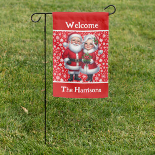 Personalize Welcome Santa Claus Garden Flag