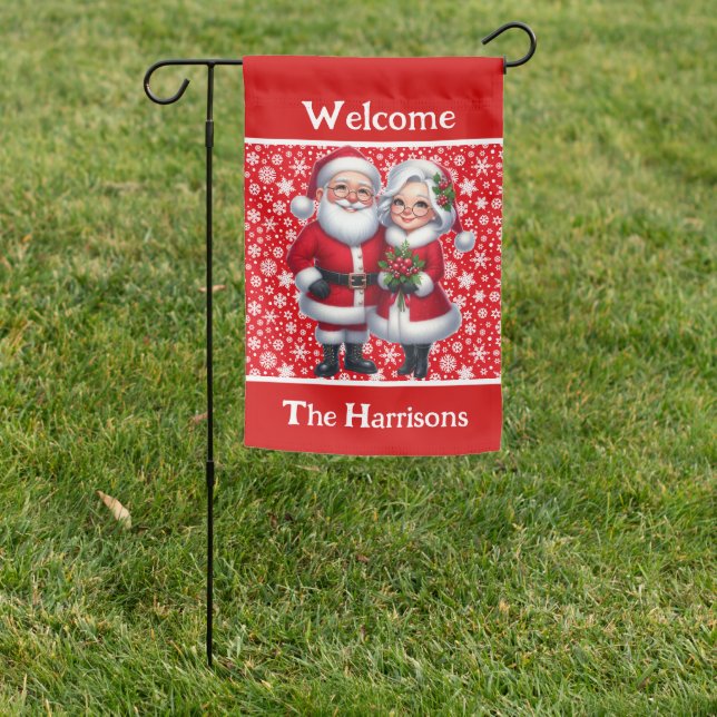 Personalize Welcome Santa Claus  Garden Flag (In SItu)