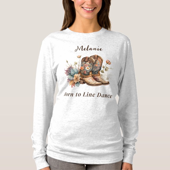 Personalize Western Boho Line Dancing T-Shirt (Front)