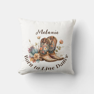 Personalize Western Boho Line Dancing Throw Pillow