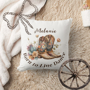 Personalize Western Boho Line Dancing Throw Pillow