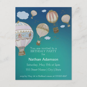 Personalize Whimsical Hot Air Balloons Invitation