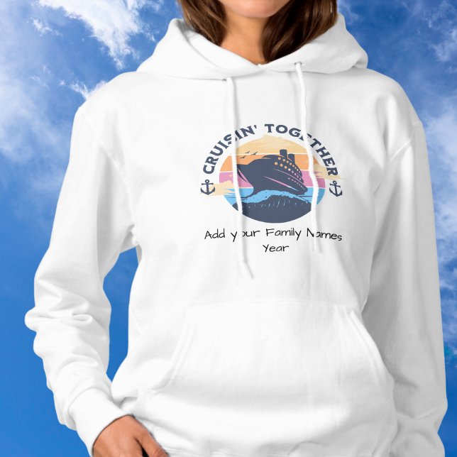  Personalize White Family Cruise  Cute  Hoodie (Stylish Hoodie Add family Names)