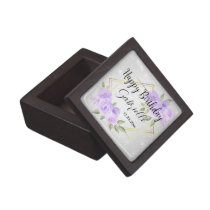 Personalize - White Glitter & Lavender Floral Gift Box