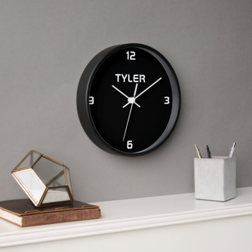 Personalize White Name on Black Clock