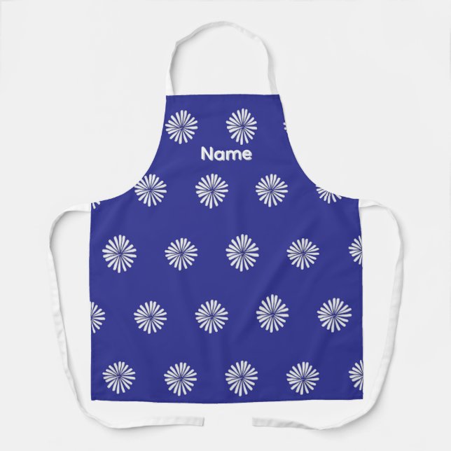 Personalize White Petals Blue Gift     Apron (Front)