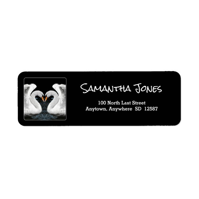 Personalize: White Swans Mirror Image Label (Front)