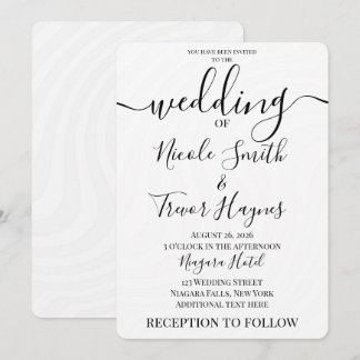 Personalize: White Wave Minimalist Wedding Invitation