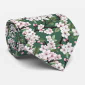 Personalize Wild Cherry Blossom Watercolor Flowers Neck Tie (Rolled)