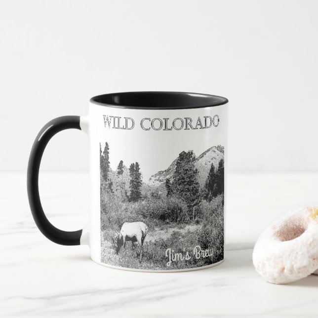 Personalize Wild Colorado Elk Wilderness Mug (With Donut)