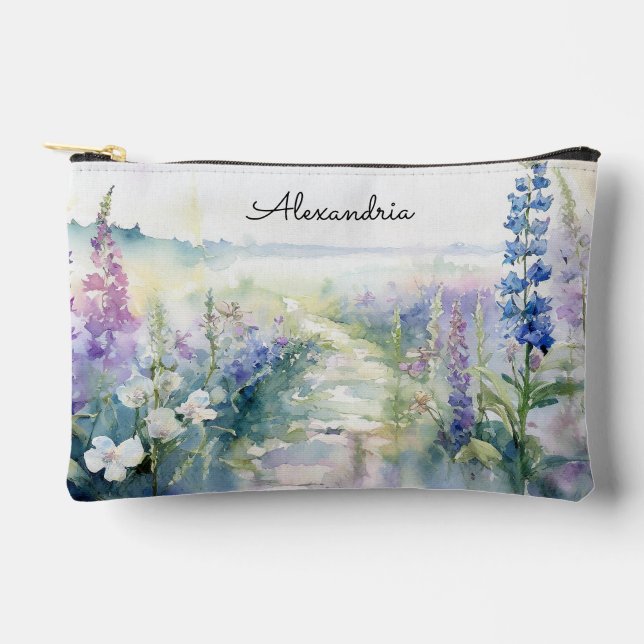 Personalize Wild Lavender flowers  Accessory Pouch (Front)