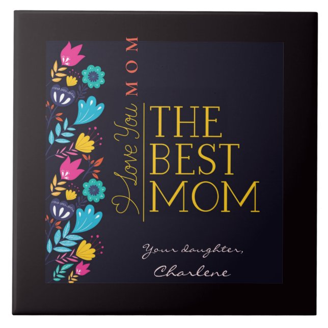 Personalize Wildflowers and Mothers Day Greeting   Ceramic Tile (Front)