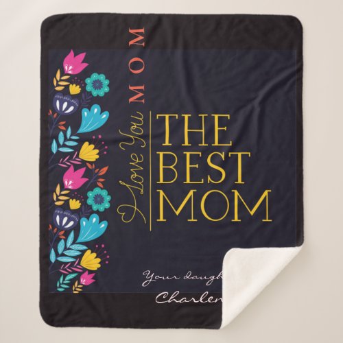 Personalize Wildflowers and Mothers Day Greeting  Sherpa Blanket