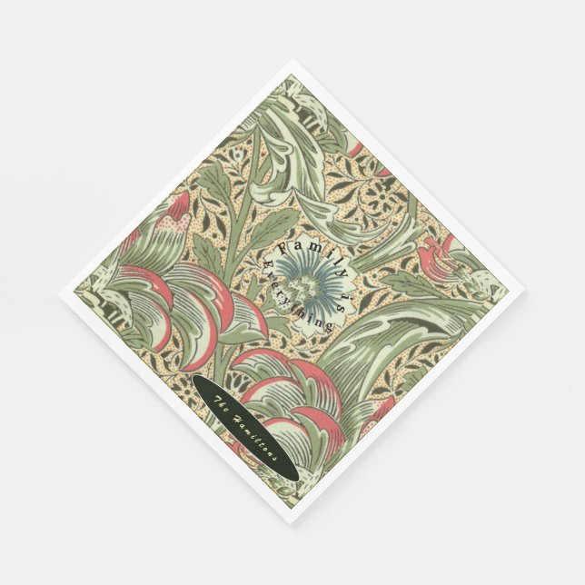 Personalize William Morris Corncockle Flowers Napkins (Corner)