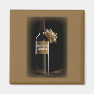 Personalize Wine Bottle with Bow Boss’s Day Magnet