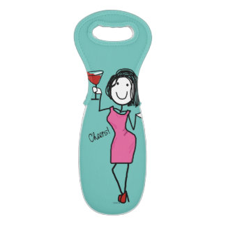 Personalize Wine Cooler Carrier Cheers! Pink Wine Bag