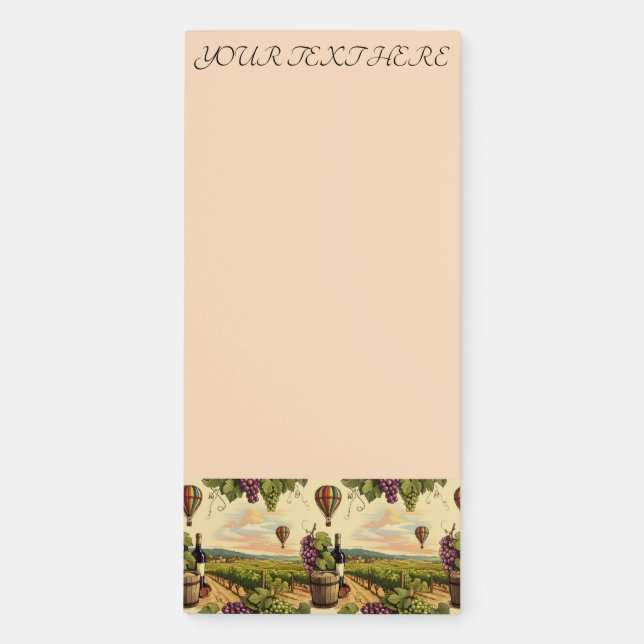Personalize Wine Country Souvenir Grapes Vineyard Magnetic Notepad (Front)