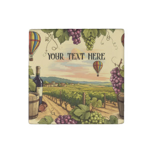 Personalize Wine Country Vineyard Grape Landscape  Stone Magnet