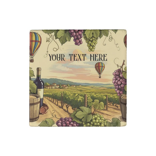 Personalize Wine Country Vineyard Grape Landscape  Stone Magnet (Front)