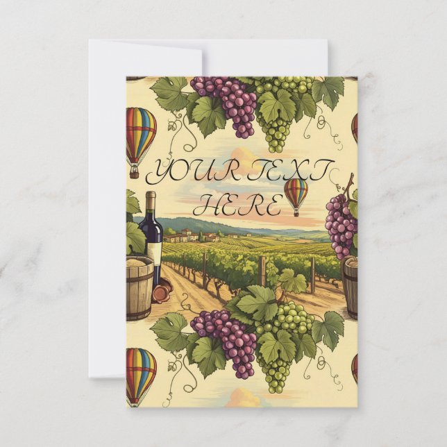 Personalize Wine Country Vineyard Grapes Thank You Card (Front)