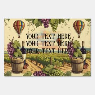 Personalize Wine Country Vineyard Landscape Yard Sign