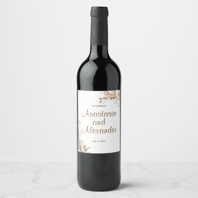 Personalize Wine Label. Olive branch Label (Front)