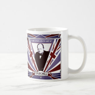 Personalize Winston Churchill art deco Union Jack Coffee Mug