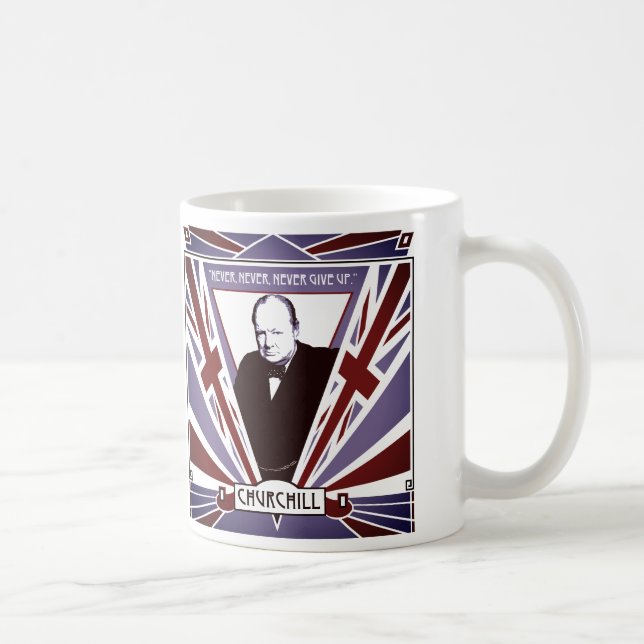 Personalize Winston Churchill art deco Union Jack Coffee Mug (Right)
