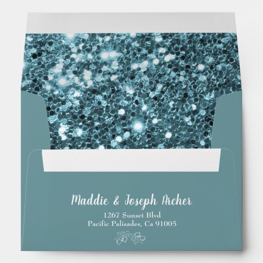 Personalize Winter Blue Sequins Lined Decorative Envelope Zazzle Com