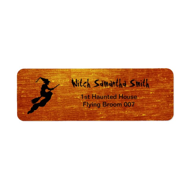 Personalize: Witch in Flight on Broom Silhouette Label (Front)