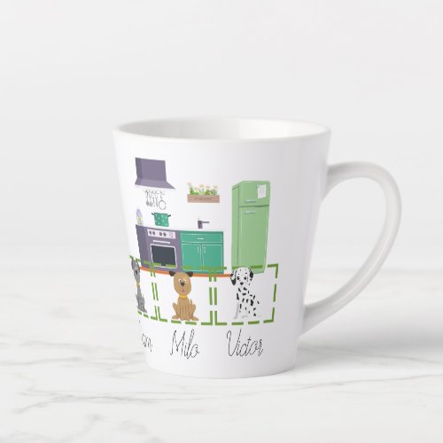 Personalize with 1_3 dogs photos and names  latte mug