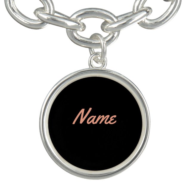 Personalize With A NAME Black Charm  Bracelet (Design)