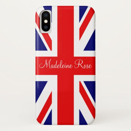 Personalize with a Name British National Flag iPhone X Case