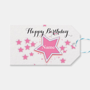 Personalize With A Name Pink STAR Gift Tags