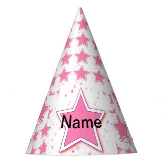 Personalize With A Name Pink STAR Party Hat