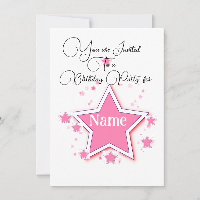Personalize With A Name STAR Birthday  Invitation (Front)