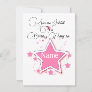 Personalize With A Name STAR Birthday Invitation