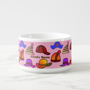 Personalize With Child's Name Hat Collection Pink  Bowl