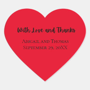 Personalize With Love and Thanks Red Heart Wedding Heart Sticker