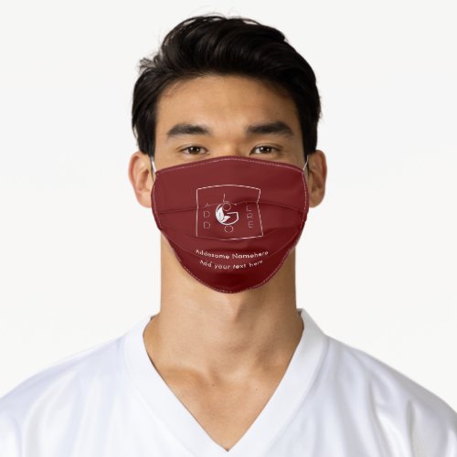 Personalize with name and your logo Red Adult Cloth Face Mask