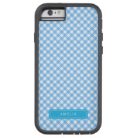 Personalize with Name Baby Blue Gingham Tough Xtreme iPhone 6 Case