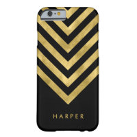 Personalize with name Black Faux Gold Geometric Barely There iPhone 6 Case