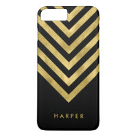 Personalize with name Black Faux Gold Geometric iPhone 8 Plus/7 Plus Case