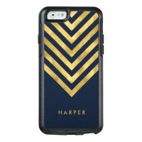 Personalize with name Blue Faux Gold Geometric OtterBox iPhone 6/6s Case