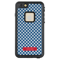 Personalize with Name Blue Gingham LifeProof FRĒ iPhone 6/6s Plus Case