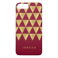 Personalize with Name Burgundy Triangle Geometric iPhone 8 Plus/7 Plus Case