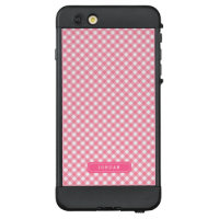 Personalize with Name Country Baby Pink Gingham LifeProof NÜÜD iPhone 6 Plus Case