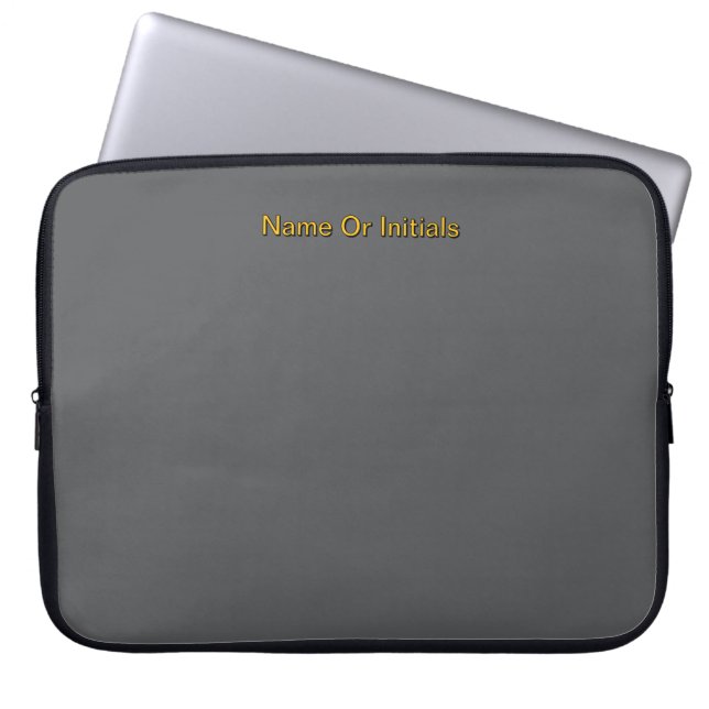 Personalize With Name Gray + Orange Laptop Sleeve (Front)